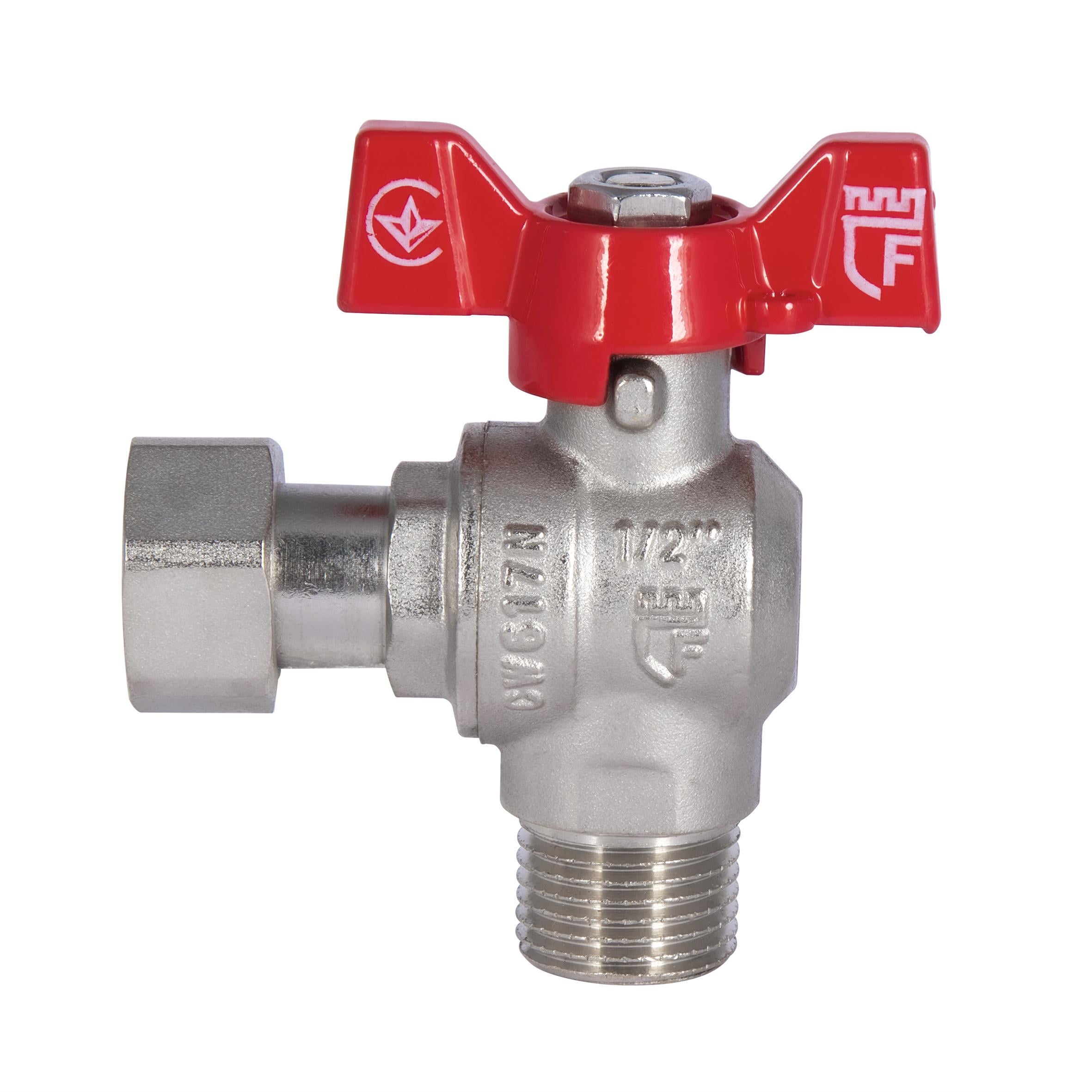 Кран шаровой SD Forte с накидной гайкой 1/2" ВН для воды угловой (SF224W15)