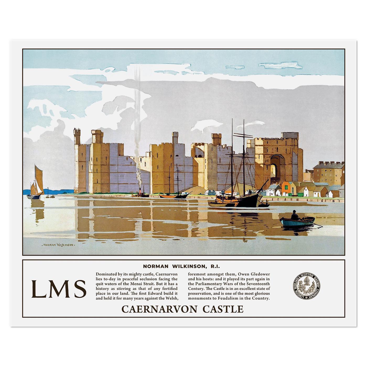 Плакат вінтажний LMS Замок Каєрнарвон 1929 81x67 см (0110)