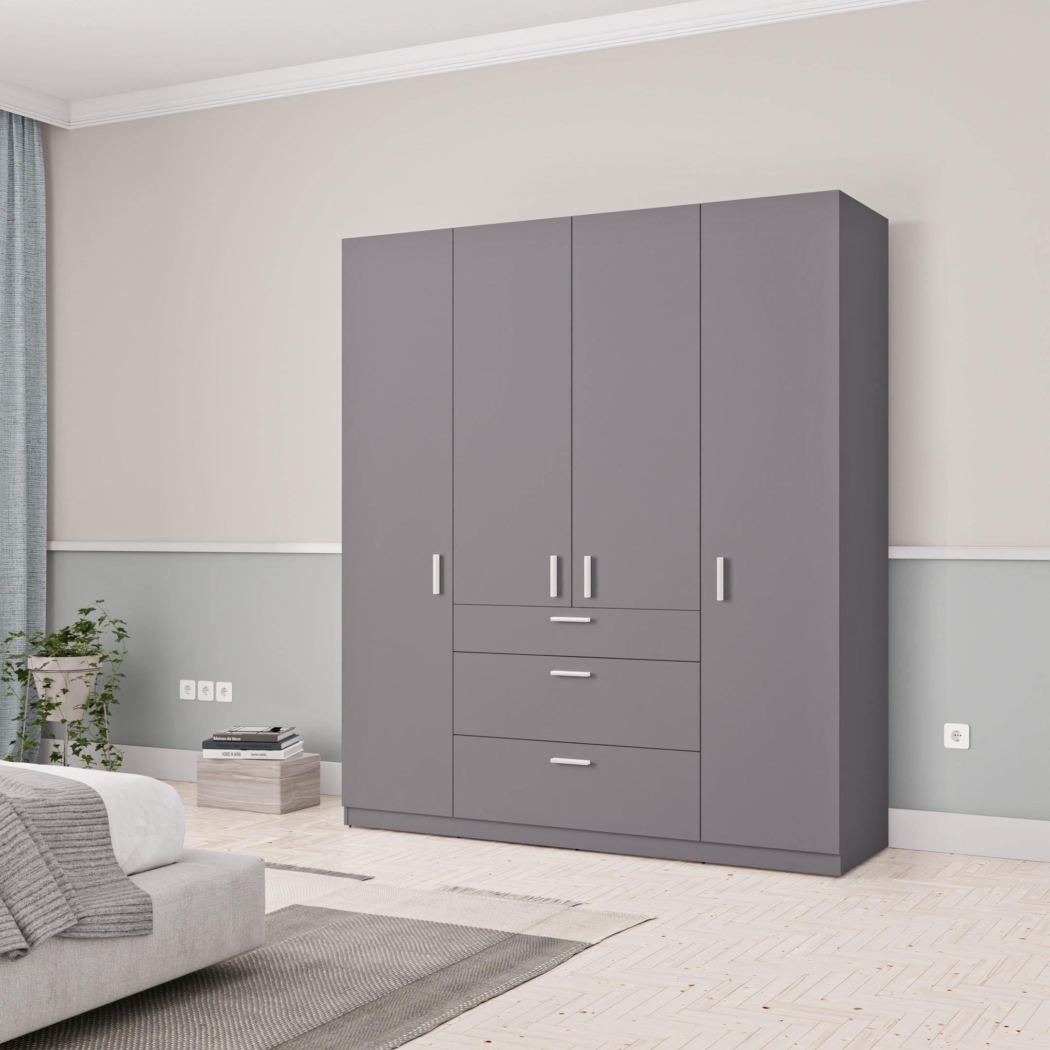 Шкаф распашной с ящиками ШИК 9_4Д 1831х550х2100 мм Антрацит