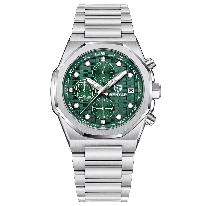 Наручний годинник Benyar BY-5216 Silver/Green