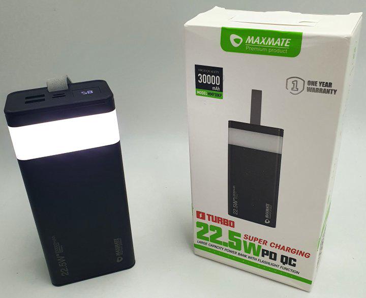 Повербанк с LED фонарем Maxmate MMP30KP 30000 mAh USB/MicroUSB/Type-C 22.5W с быстрой зарядкой Черный - фото 6