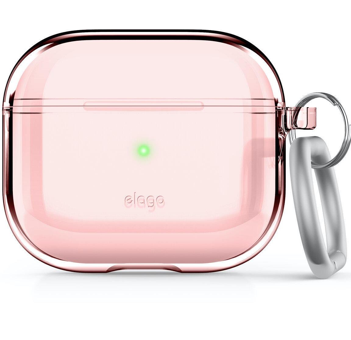 Чехол для наушников с карабином Elago Clear для Airpods 3rd Gen Lovely Pink (EAP3CL-HANG-LPK)