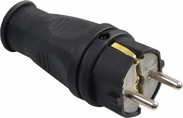 Вилка каучукова АСКО-УКРЕМ стандартна 2P/PE 16А IP44 (A0250010001)