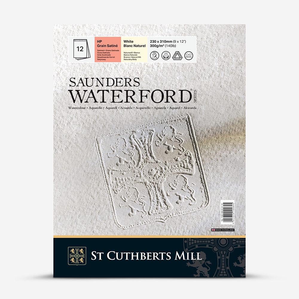 Альбом для акварели Saunders Waterford Hot Pressed хлопок 12 л. 300 г/кв. м 23x31 см Белый (T46230001011C)