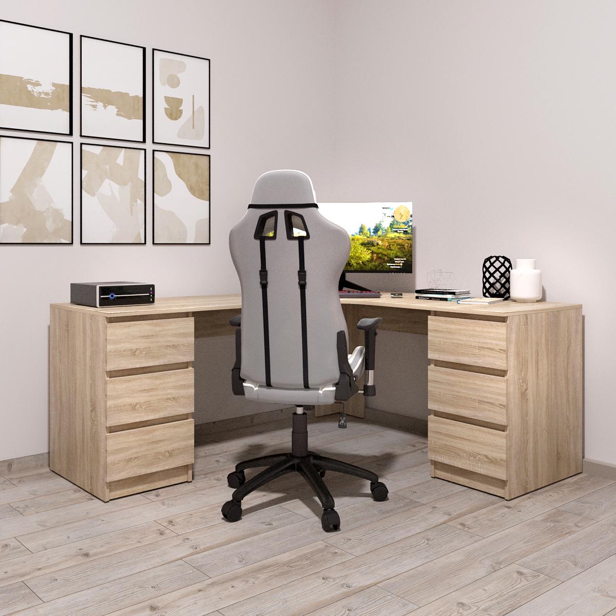 Письмовий стіл кутовий Mebellini Леон 1400/1400х750х600 мм Дуб Сонома (арт.SKEP1000-129)