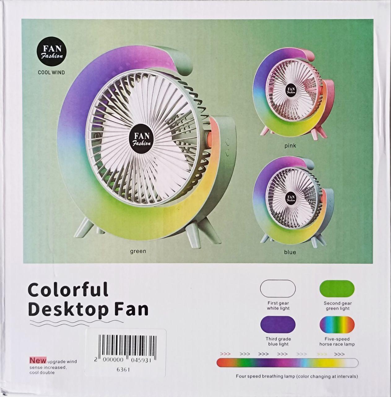 Вентилятор настольный 6361 с аккумулятором и RGB подсветкой (2644787174) - фото 3