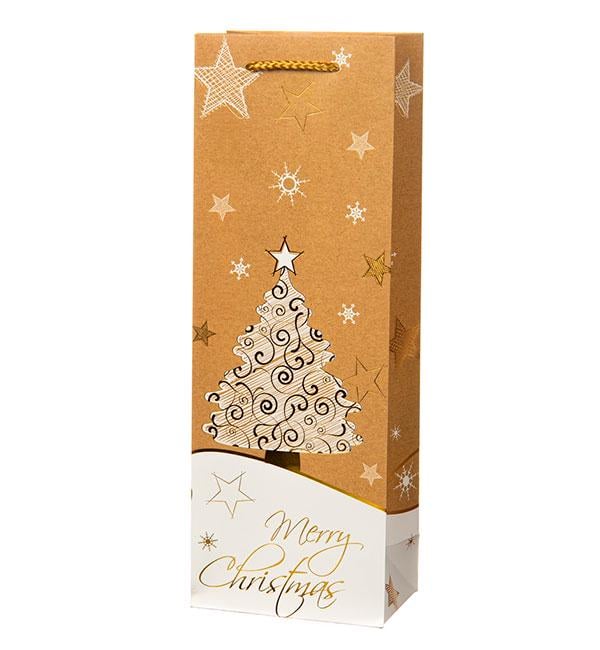 Новорічний пакет Christmas tree 13х8, 5х36 см крафт (514737)