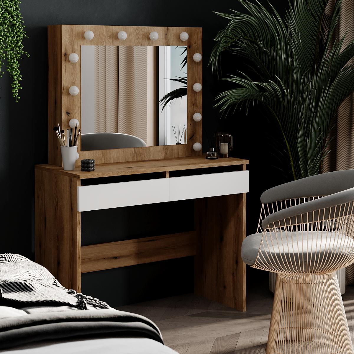 Туалетный столик Malta 940х430х1400 мм Дуб эвок/Белый бриллиант (GATB32100100000) - фото 3 Туалетный столик Malta 940х430х1400 мм Дуб эвок/Белый бриллиант (GATB32100100000) - фото 3