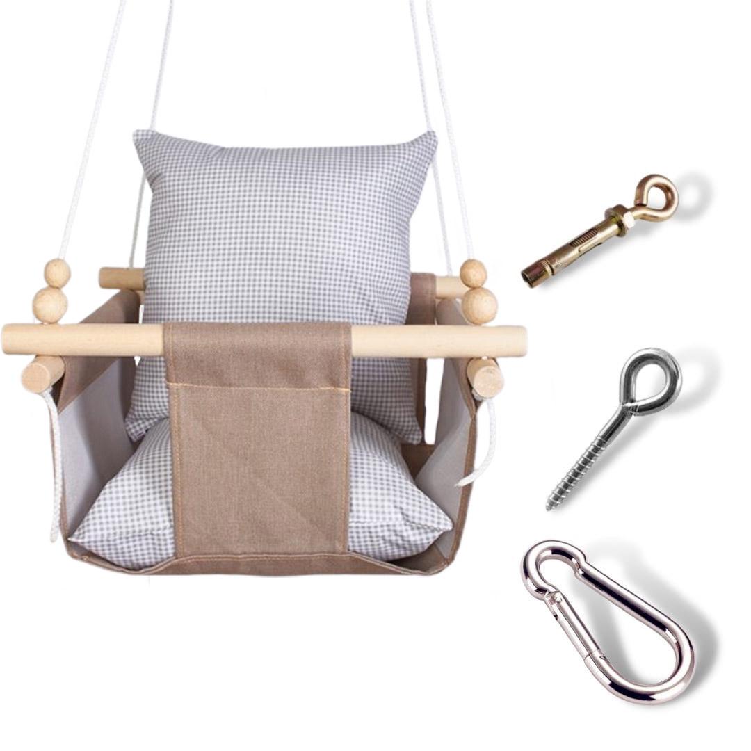 Детская качеля Infancy в клетку Серый/Бежевый (9903681)