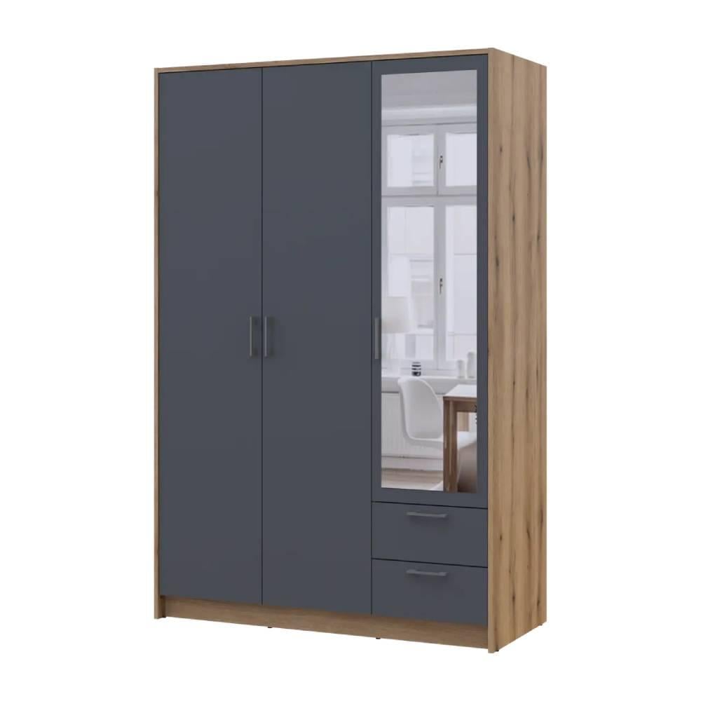 Шкаф Doros Ронди DRS-011670 с зеркалом 3ДСП 121х52х195 см Дуб Артизан/Графит (80737816)