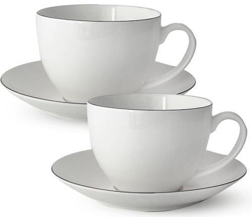 Чайный сервиз фарфоровый Серебро 280 мл на 4 персоны Чайный сервиз фарфоровый Серебро 280 мл на 4 персоны