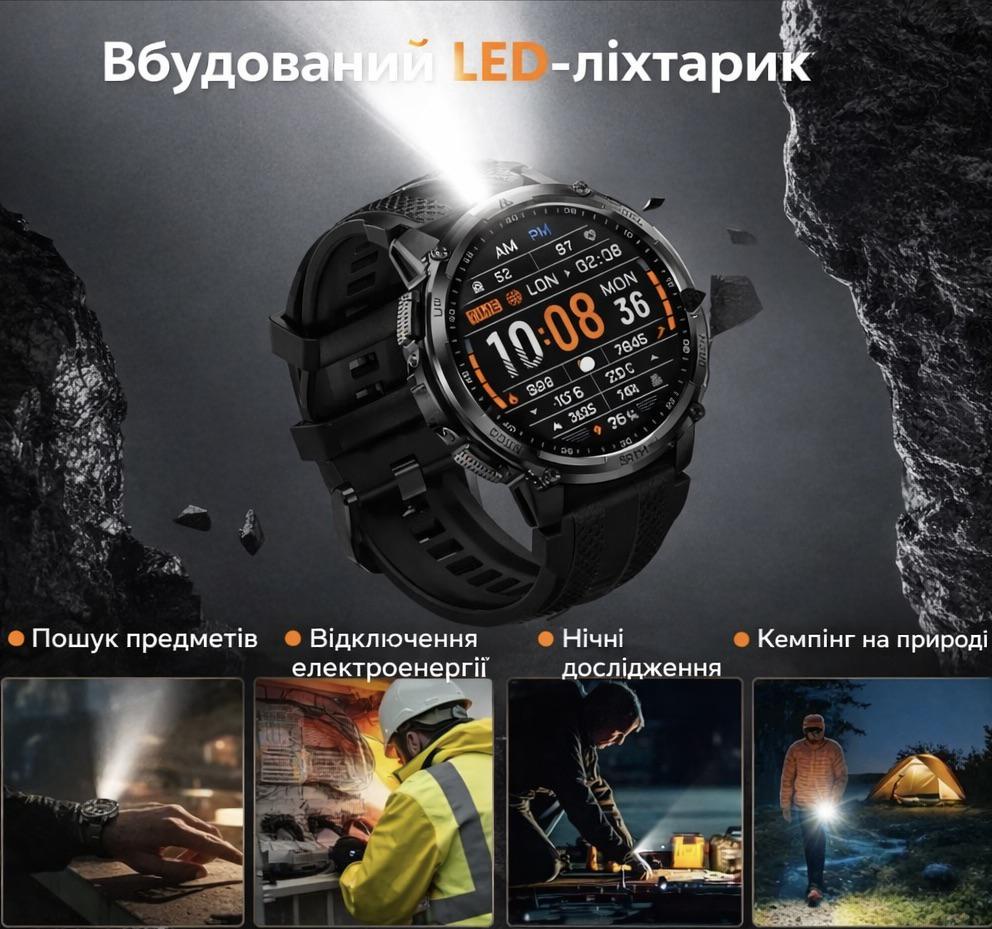 Смарт-годинник тактичний Kospet Tank T4С Black — фото 8