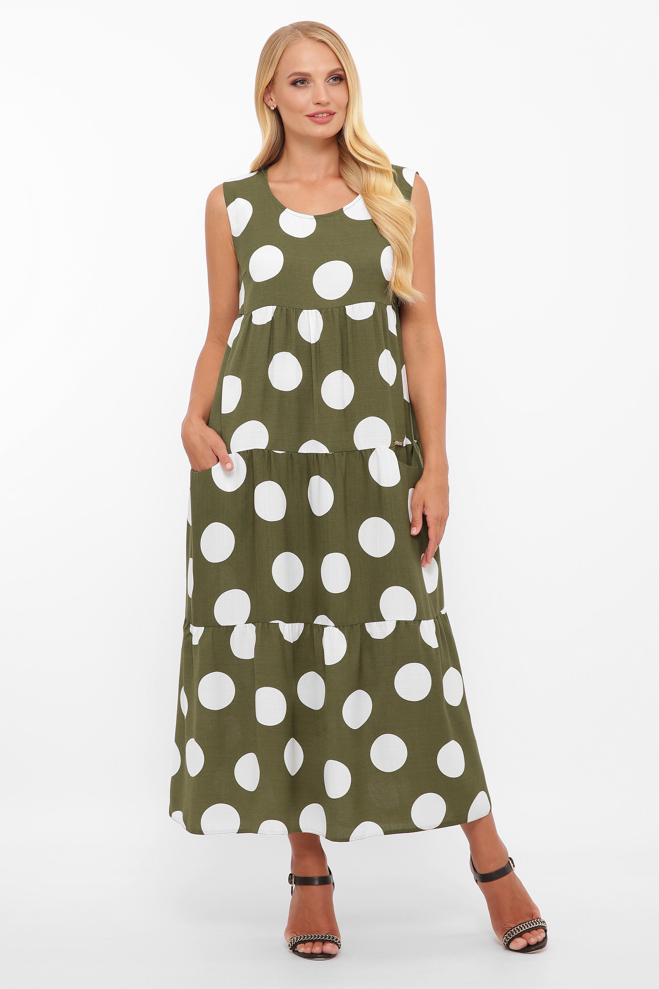 Платье VLAVI Тала р. 52 Оливка/Горох (128405-52)