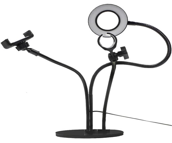 Кільцева LED-лампа 24 світлодіода для відео та фотозйомки з тримачем для телефону і власником мікрофона XPRO LIVE LIGHT 3in1 - фото 4