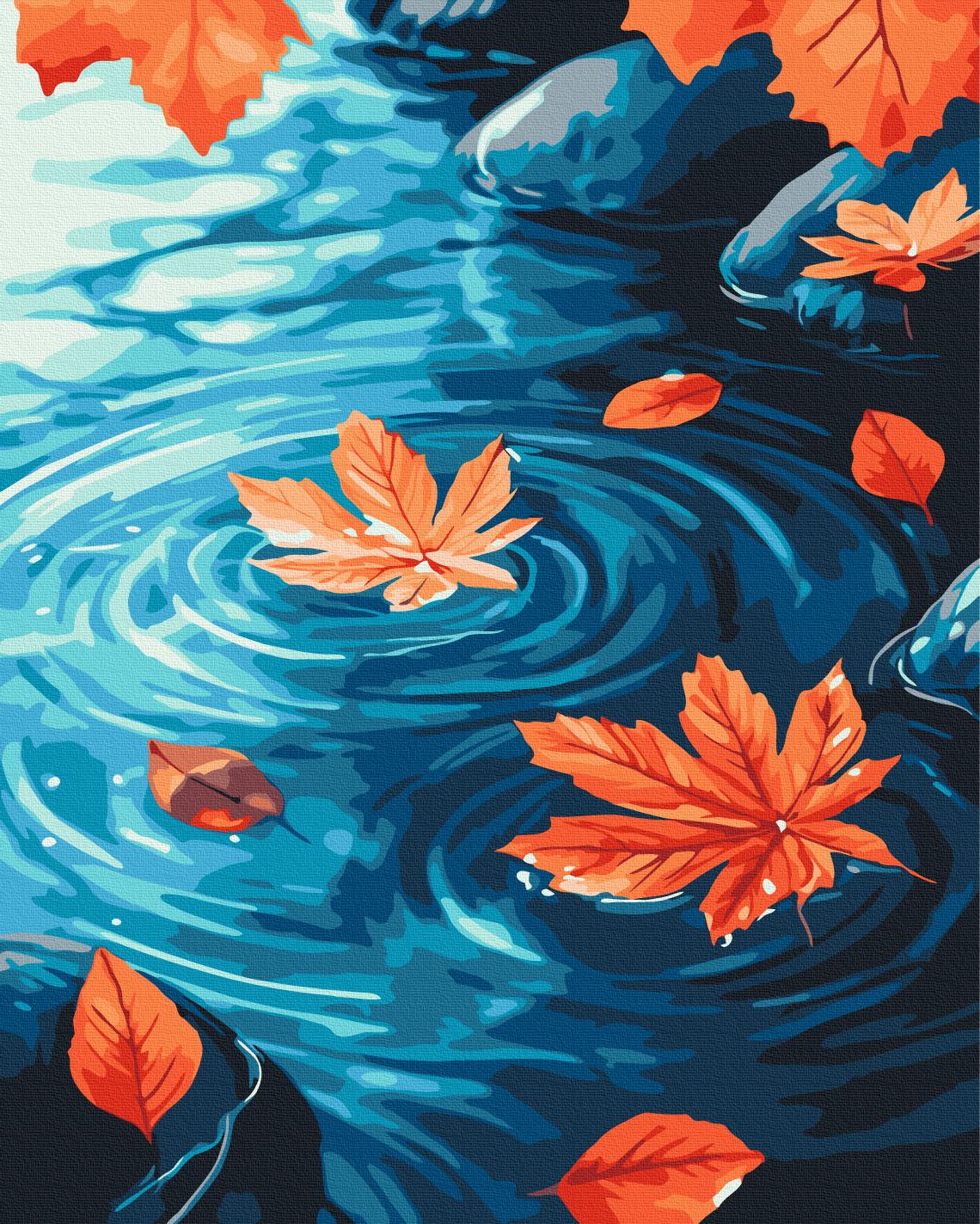 Картина по номерам Brushme Золотые листочки на воде 40x50 см (BS54357)