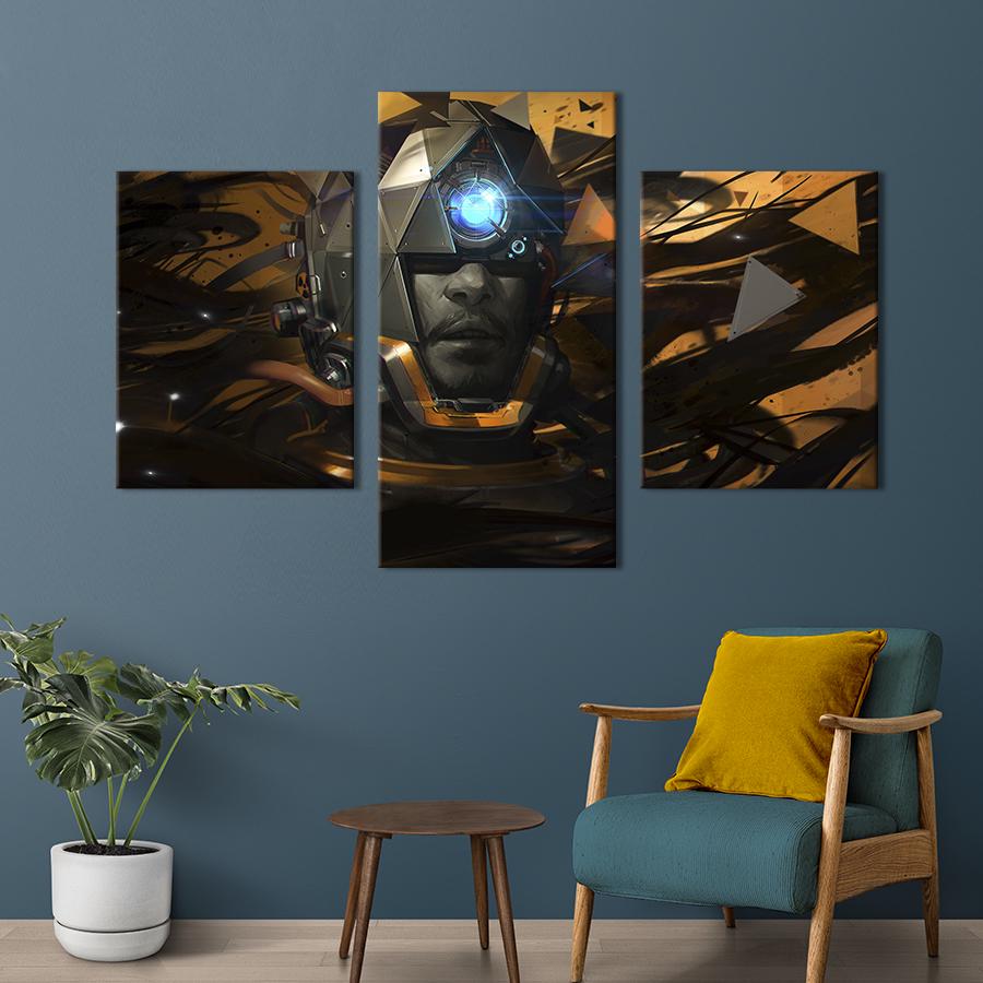 Картина на холсте триптих Персонаж игры Prey 141x90 см (1439-32)