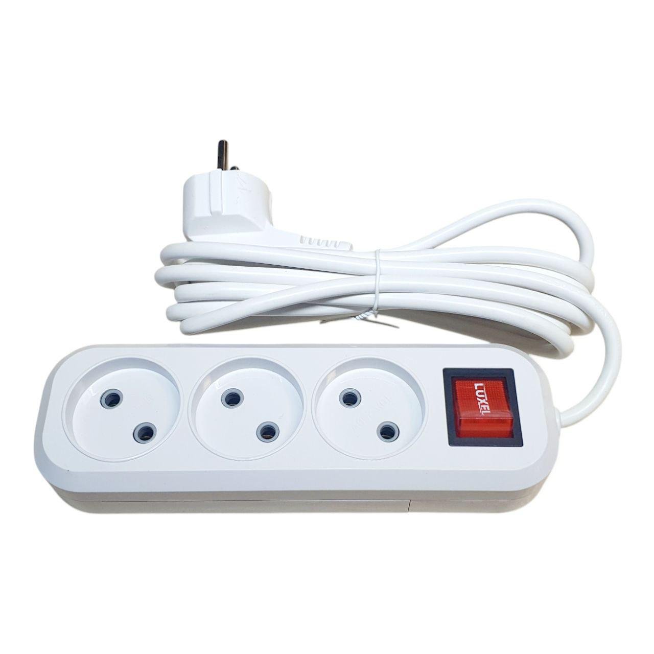 Удлинитель Luxel 3 поста без заземления с выключателем 3 м Белый (7223)