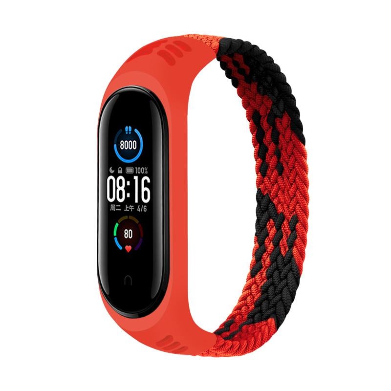 Ремешок Elastic Nylon Style BeCover для Xiaomi Mi Smart Band 5/Mi Smart Band 6 (Size S) Black/Red (706135)