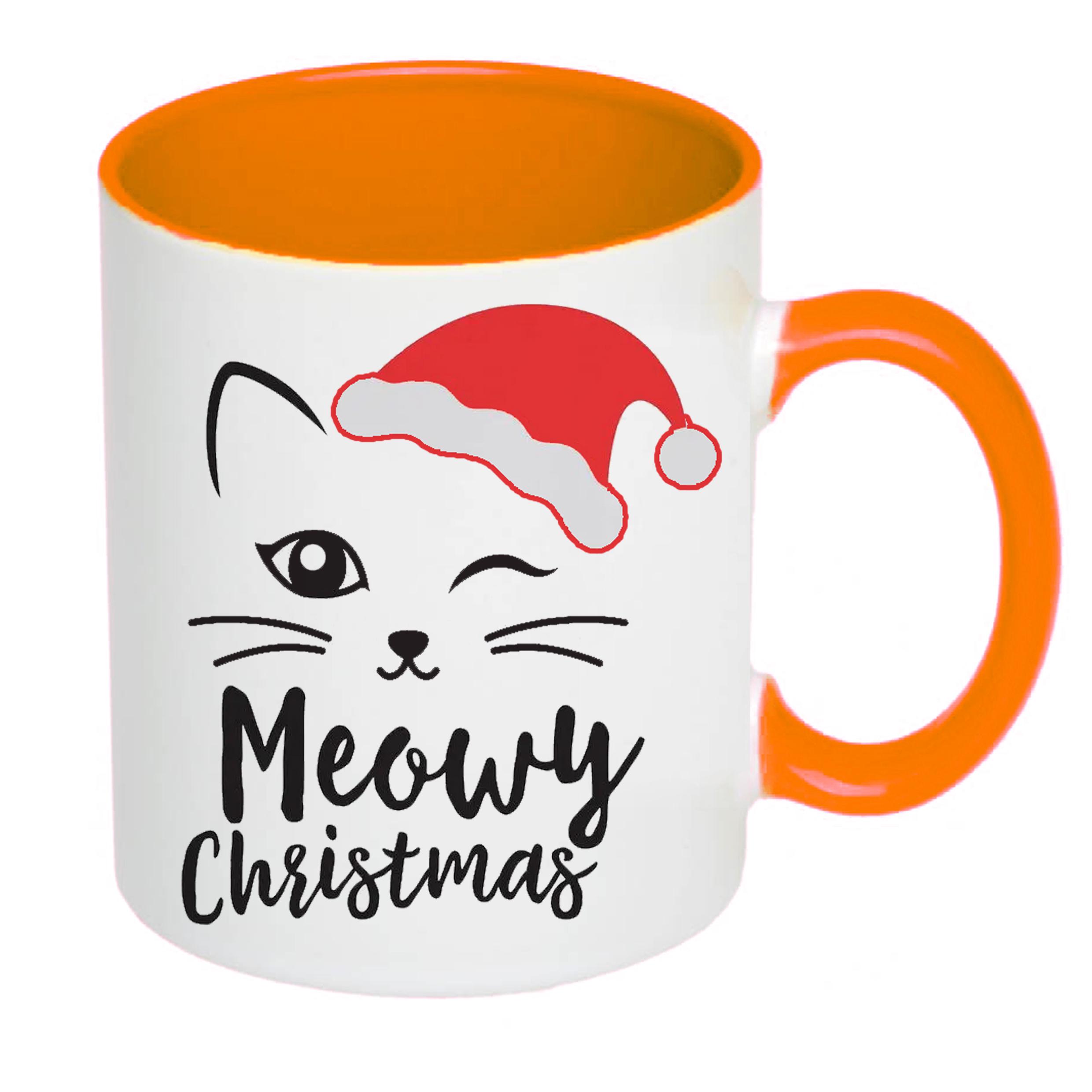 Чашка с принтом "Meowy Christmas" 330 мл Оранжевый (17163) Чашка с принтом "Meowy Christmas" 330 мл Оранжевый (17163)
