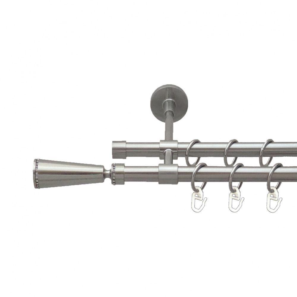 Карниз металлический Orvit Меркурия двухрядный закрытый/гладкая труба/кольцо металлическое Нержавеющая Сталь 16/16 мм 300 см (5503222)