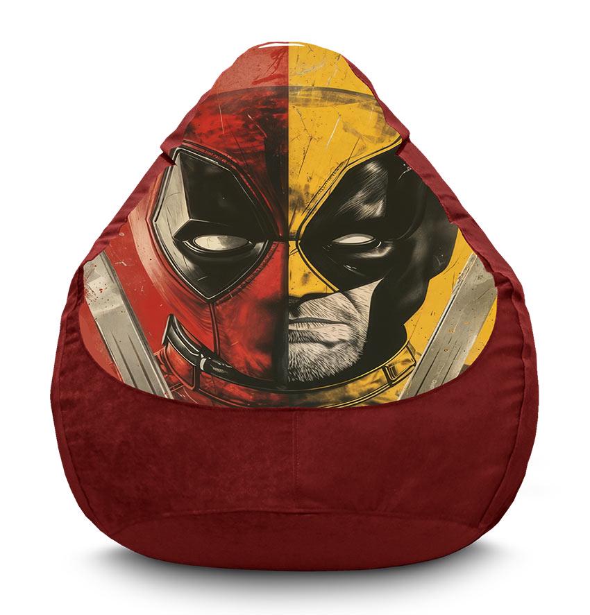 Кресло-мешок iPuff Deadpool vs Wolverine Film Marvel флок XL 80x110 см Бордовый (113932)