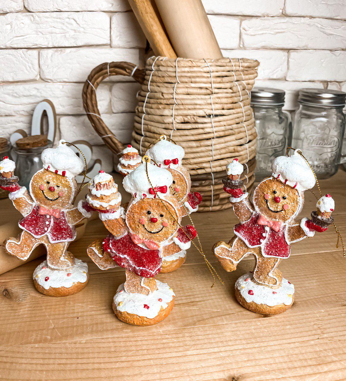 Игрушка новогодняя елочная Пряник полистоун 9,5х12 см Красный - фото 3