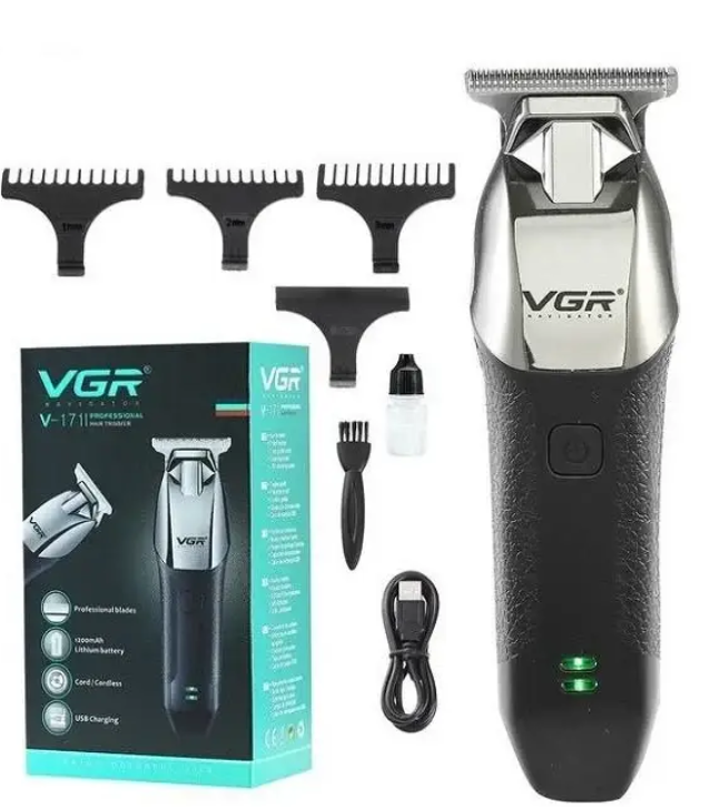 Машинка бездротова VGR акумуляторна для стрижки волосся зі змінними насадками (V-171)