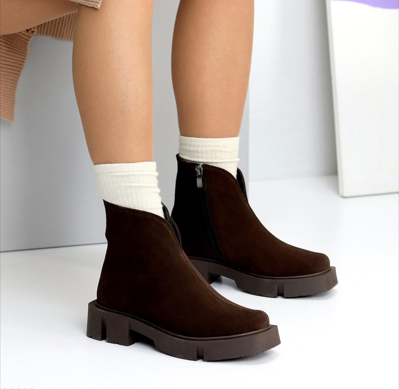 Черевики зимові Челсі замшеві р. 40 25,5 см Коричневий (02222)