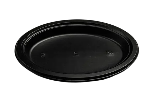 Одноразовая тарелка овальная премиум пластиковая 260 мм 50 шт. Черный (DT-0002)