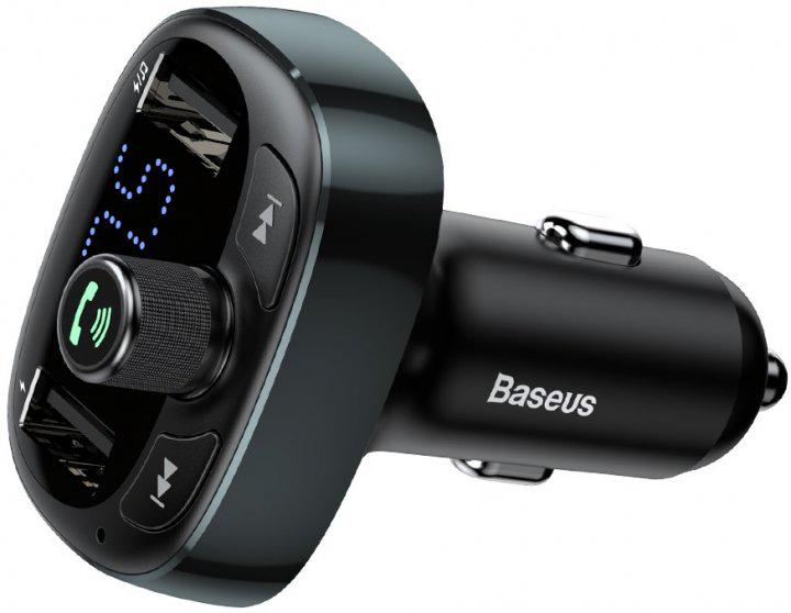 Автомобильное зарядное устройство + FM трансмиттер Baseus S-09 T-Typed Bluetooth MP3 Black - фото 2