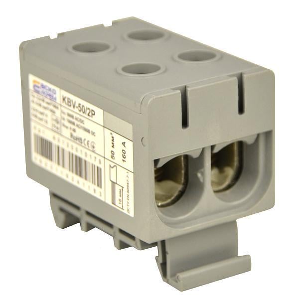 Клема ввідна силова АСКО KBV 2,5-50 мм.кв 160А 2-2 800V AC Сірий (A0130010179)