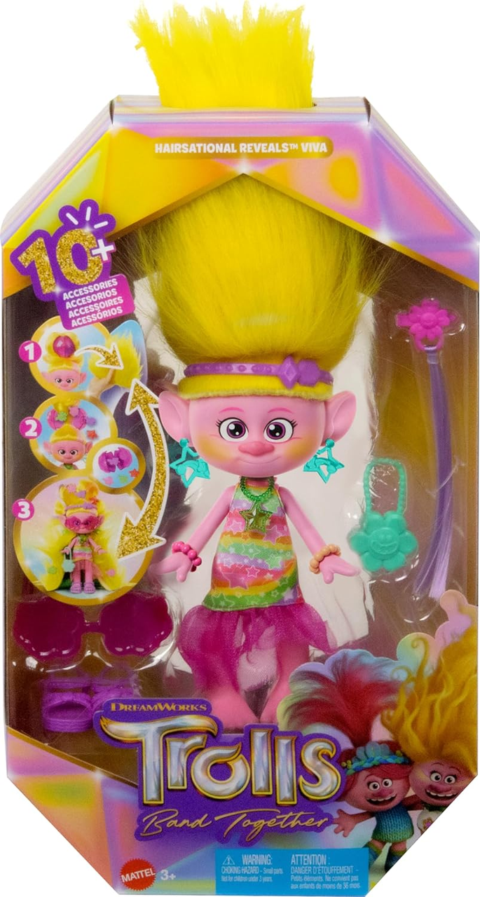 Лялька ​DreamWorks Trolls Band Together Fashion Doll & Accessories Hairsational Reveals Queen Poppy or Viva (2443149986)