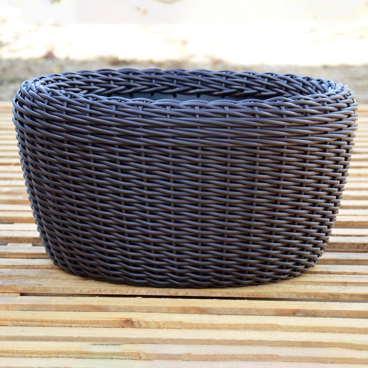 Кашпо велике для рослин та квітів з штучного ротангу/ручної роботи 45 л Венге (12343580) - фото 2 Кашпо велике для рослин та квітів з штучного ротангу/ручної роботи 45 л Венге (12343580) - фото 2