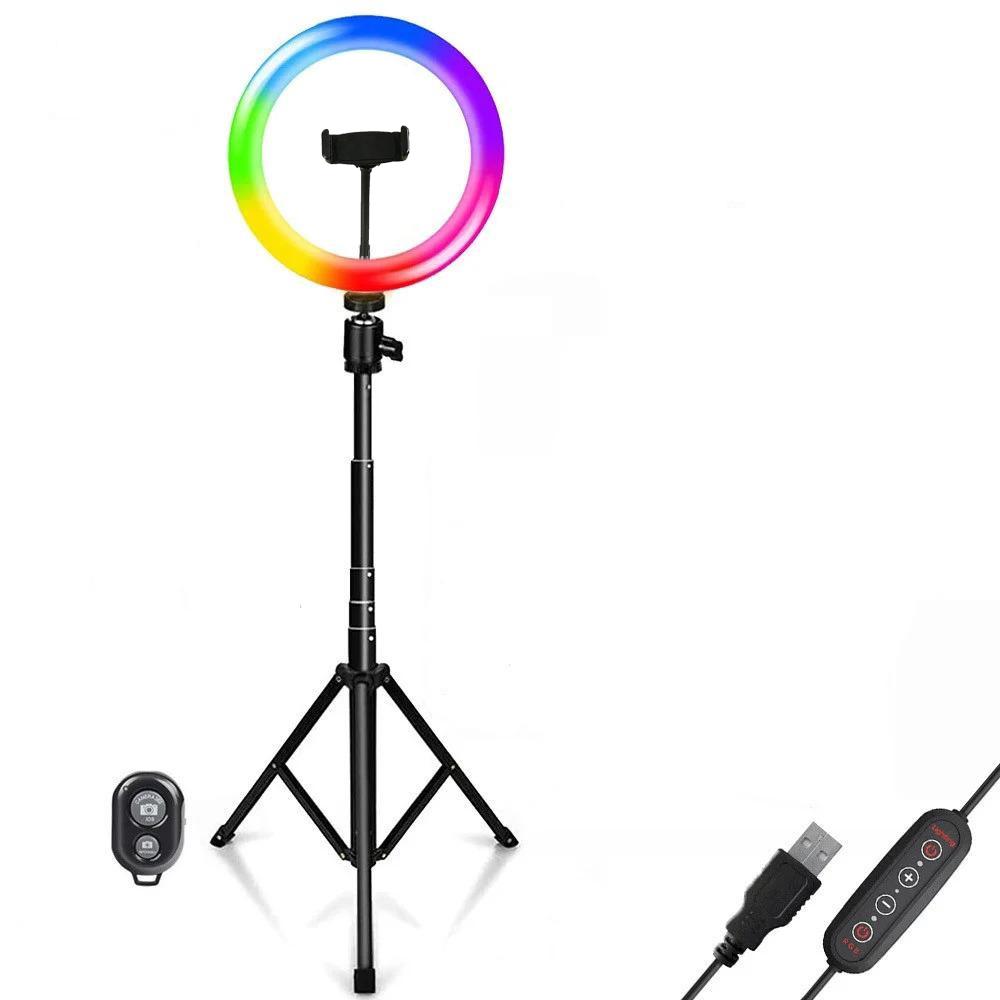 Кольцевая лампа Led MJ33 RGB 33 см + штатив-трипод 200 см + Bluetooth пульт Кольцевая лампа Led MJ33 RGB 33 см + штатив-трипод 200 см + Bluetooth пульт