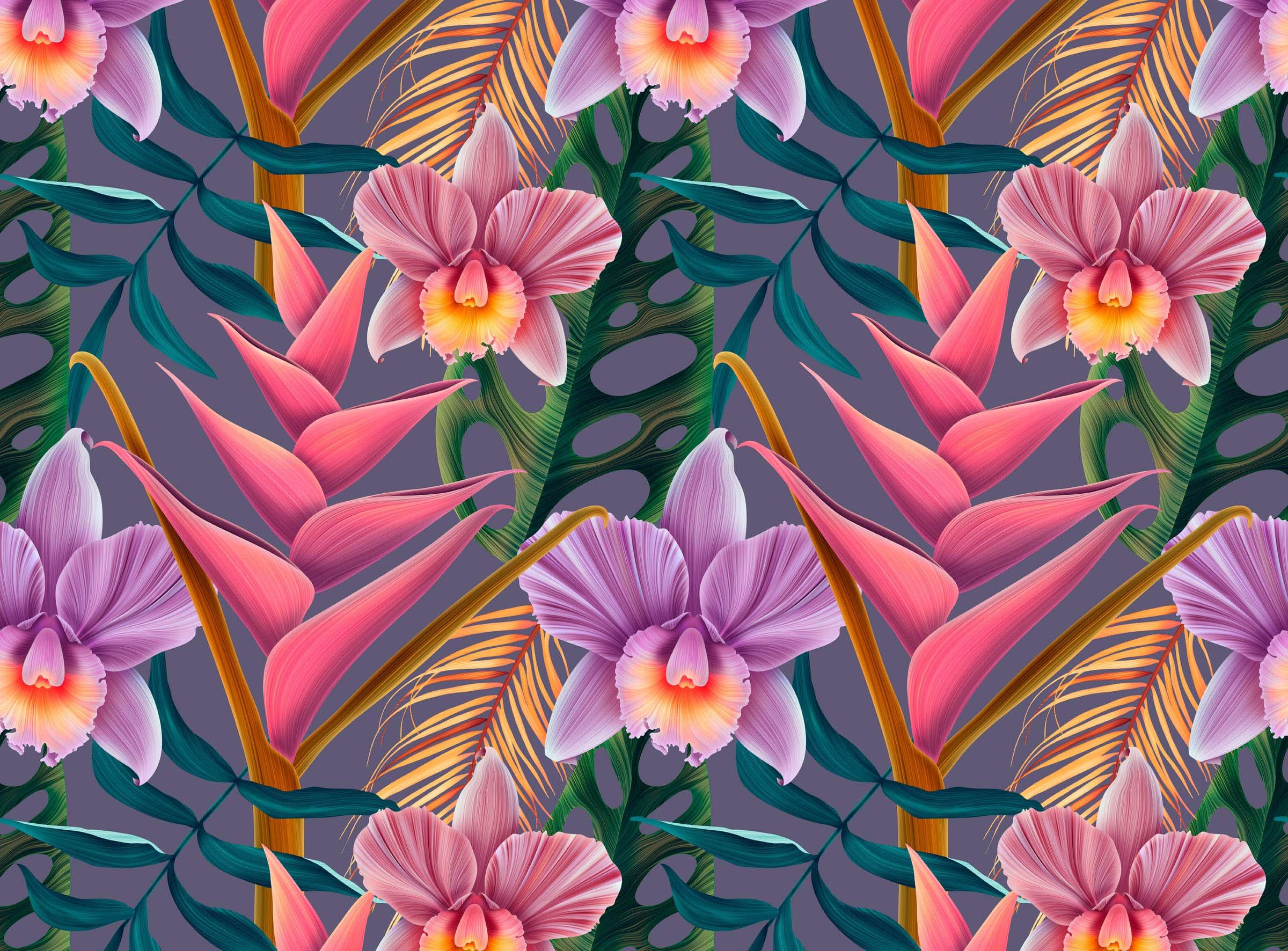 Фотообои Artside Экзотические орхидеи с листьями 402544723k