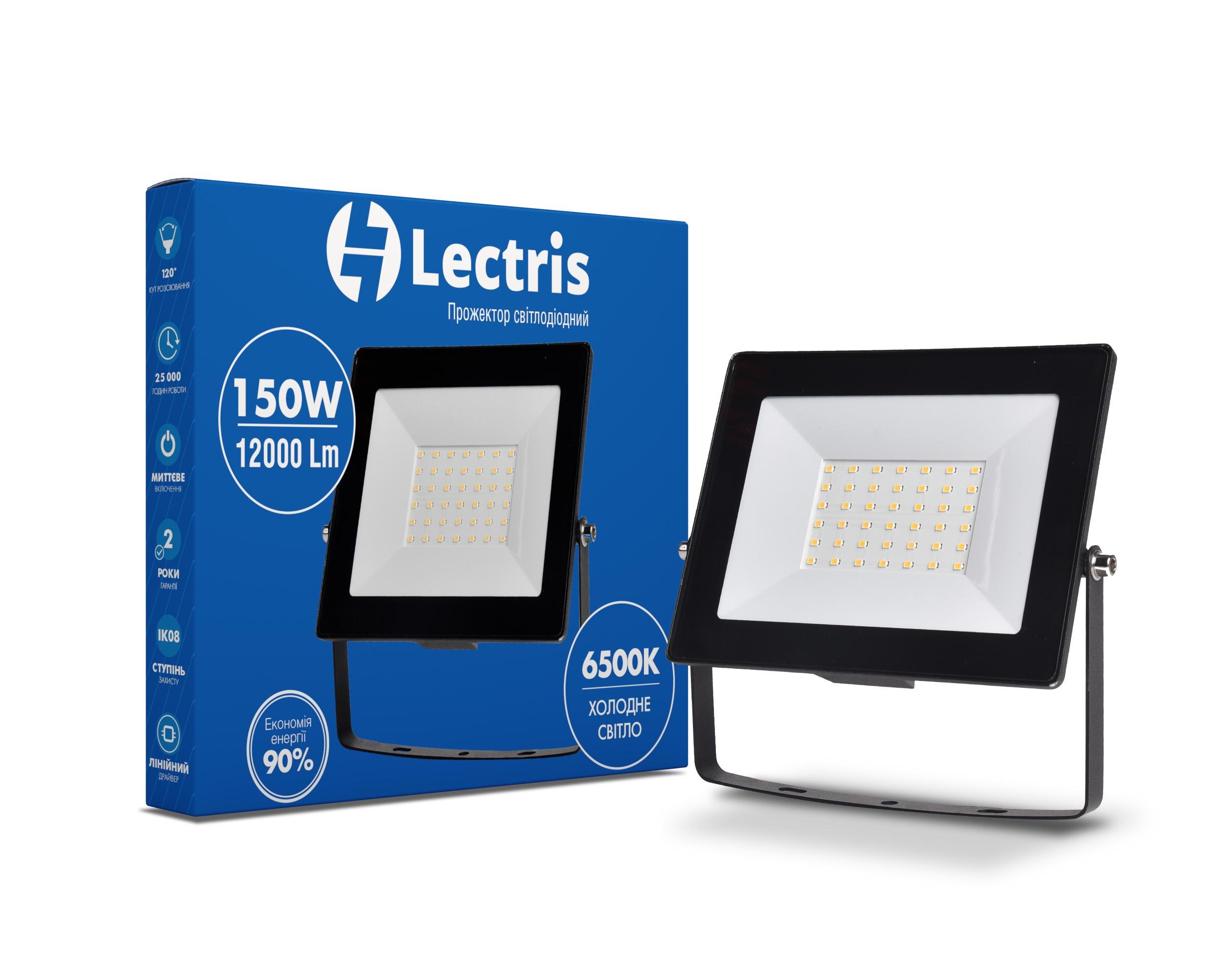 Cвітлодіодний прожектор Lectris 150W 12000Лм 6500K 185-265V IP65 1-LC-3006