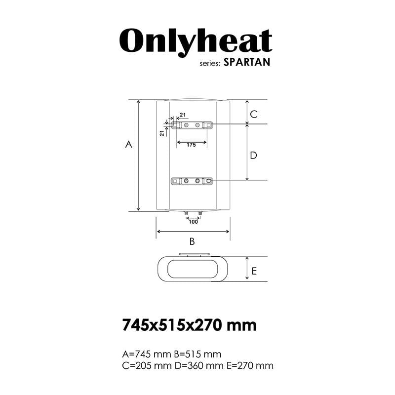 Бойлер Onlyheat Spartan FJI-B1-50V 50 л (67849) - фото 3