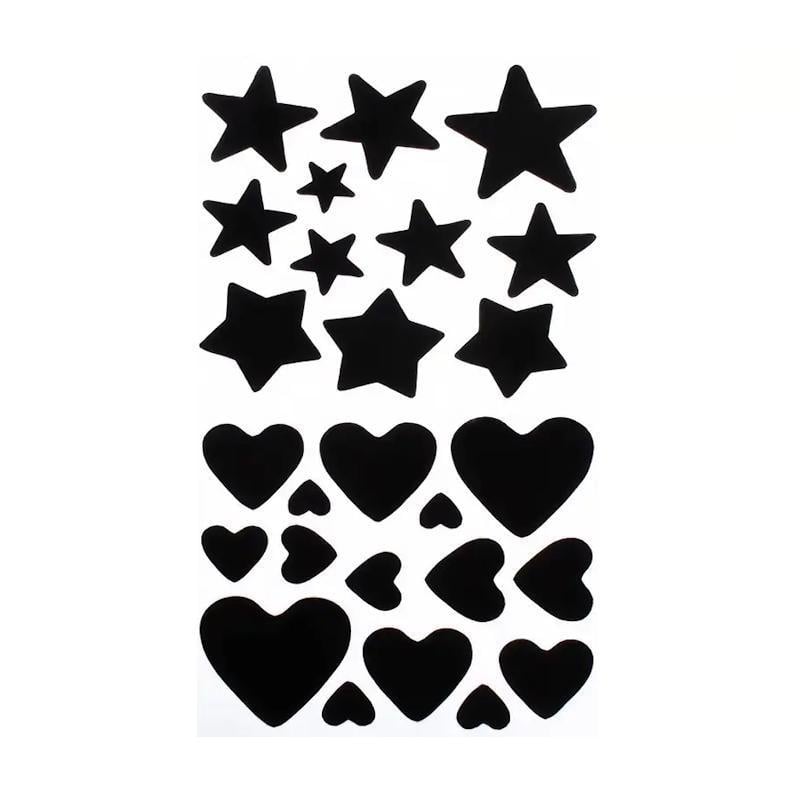 Заплатки-наклейки самоклеящиеся для ремонта и декора одежды сет Звезда и Сердце Черный (2610823823)