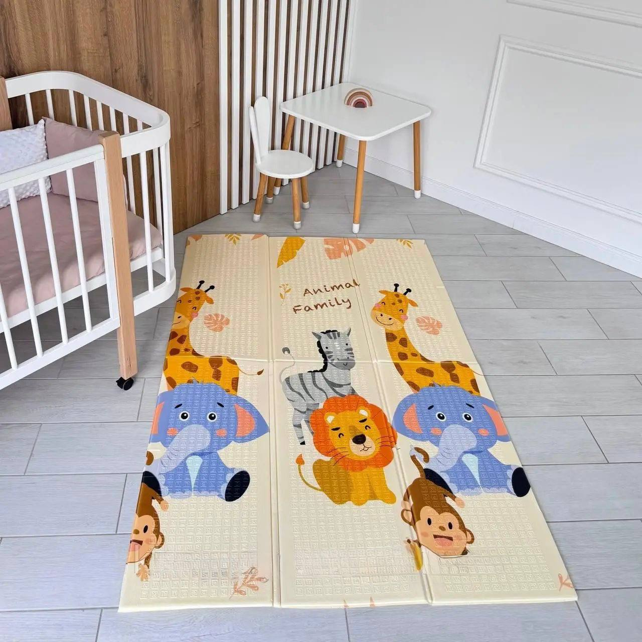 Килимок-мат двосторонній розвиваючий Bambi MR 1553-2 Дикі тваринки 180/120 см з сумкою (2780154431)