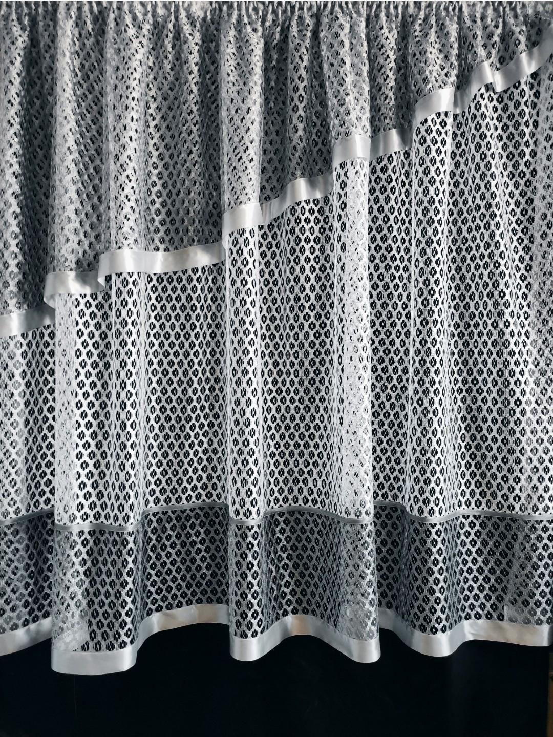 Гардина на кухню Лента сітка з ламбрекеном 290х165 см Білий з сірим (лс-02)