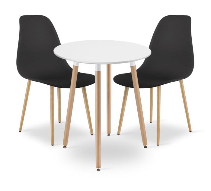 Комплект стол 80 см и стул WAT 2 шт. Черно-белый