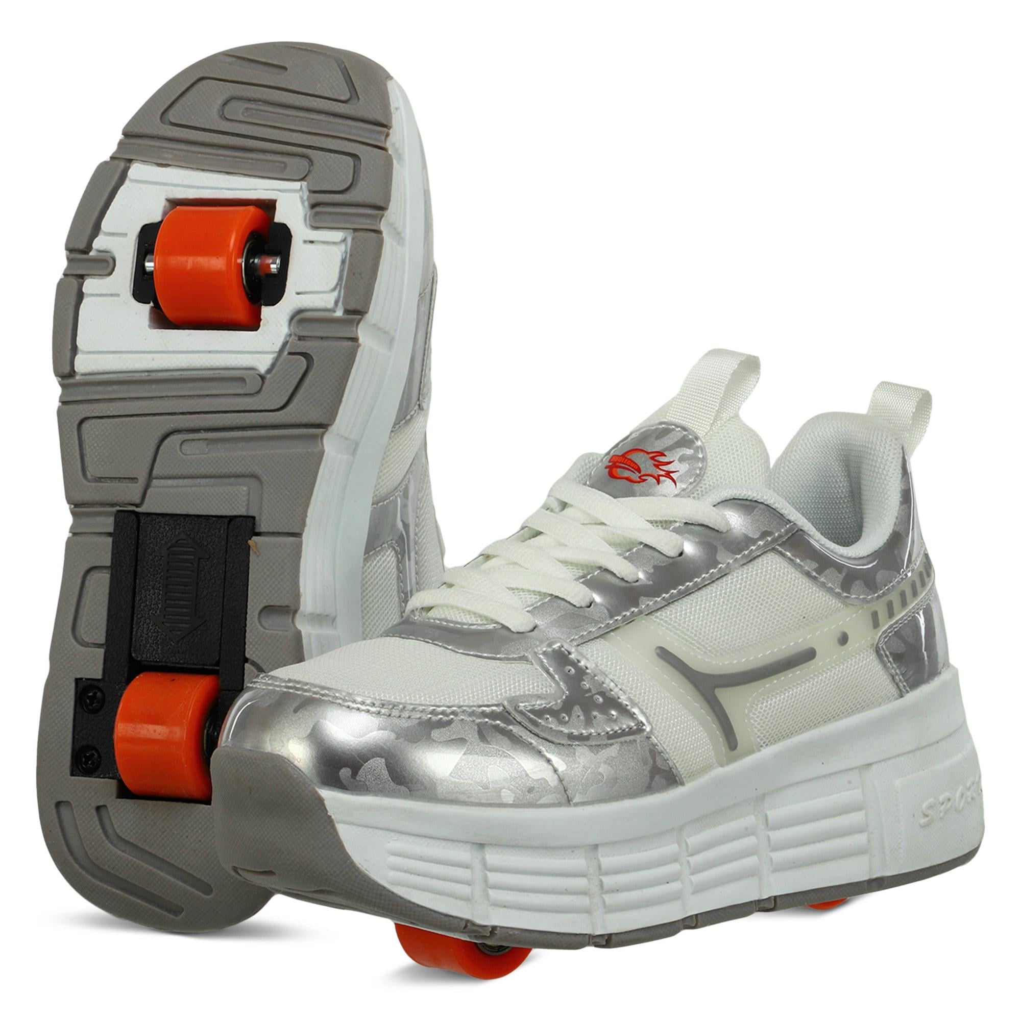 Кроссовки роликовые на двух колесах Huoleguo OB-3410 р. 32 Бело-серый (33093225)