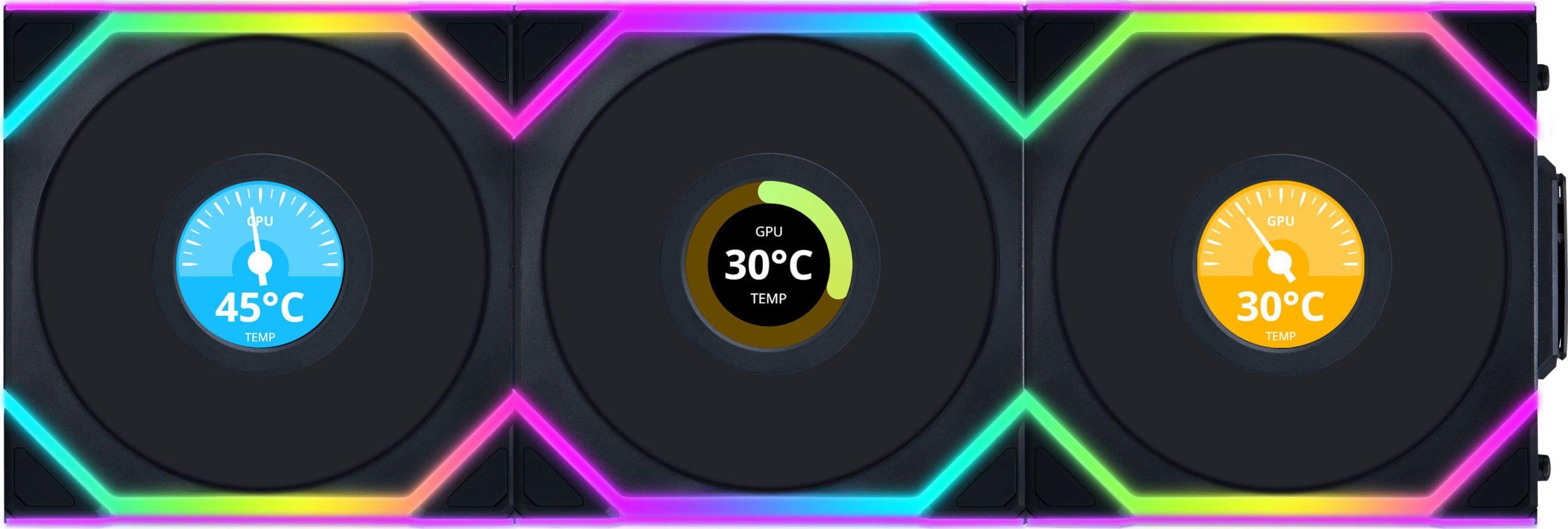 Кулер для ПК Lian Li Uni Fan SL Wireless LCD 120 Reverse Blade 3 шт. Black (12RSLLCD1W3B)