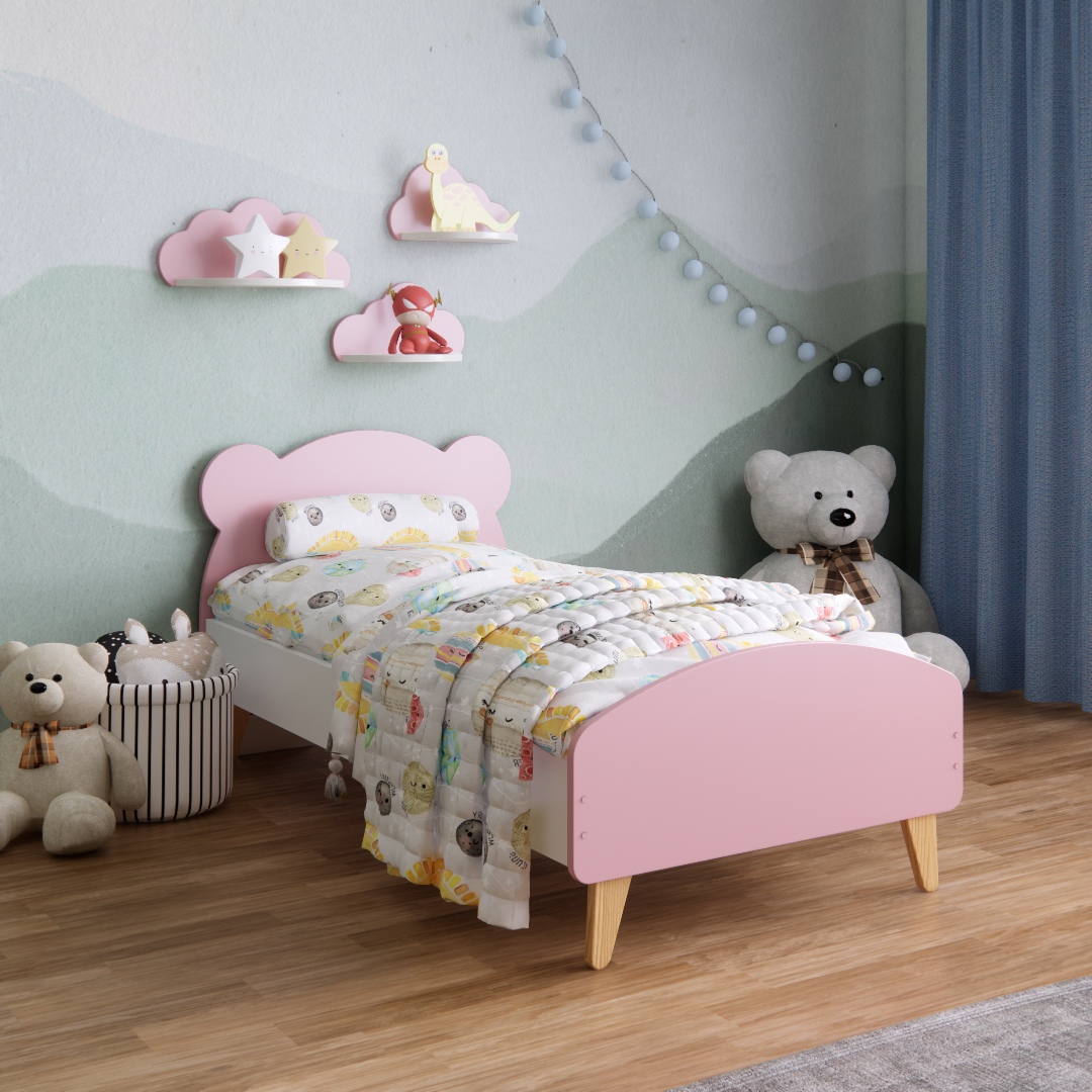 Детская кроватка Мишка для детей 3-7 лет для девочек 140х70 см Розовый - фото 1 Детская кроватка Мишка для детей 3-7 лет для девочек 140х70 см Розовый - фото 1