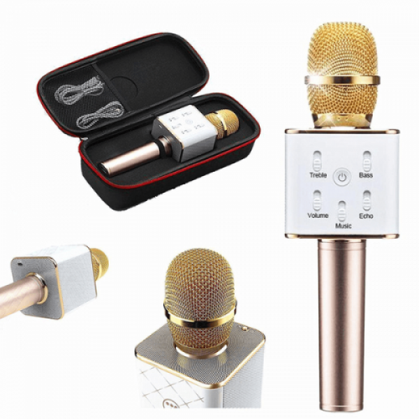 Бездротовий мікрофон UTM з динаміками у чохлі Bluetooth USB Q7 Gold - фото 3