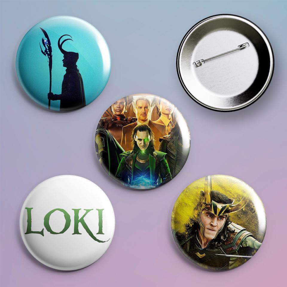 Значки на рюкзак с принтом Loki Марвел Комикс 4 шт.