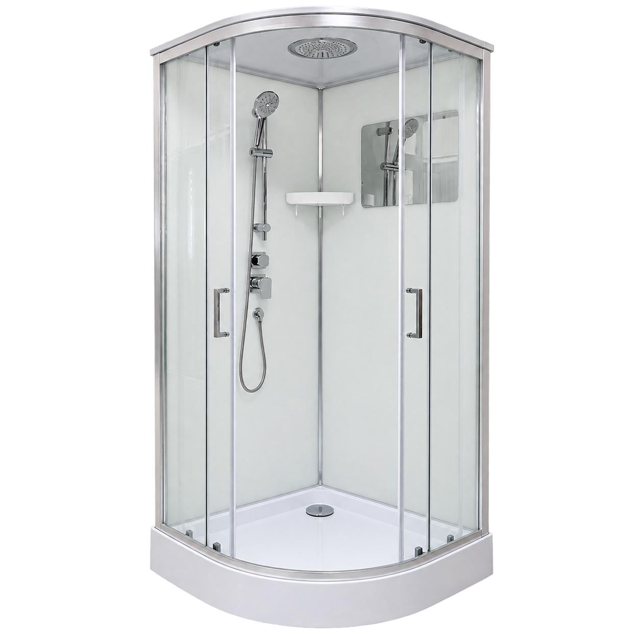 Душевой бокс VERONIS BN-3-99 90x90x220 см с низким поддоном/верхним и ручным душем стекло 5 мм Хром/Прозрачный (27735)