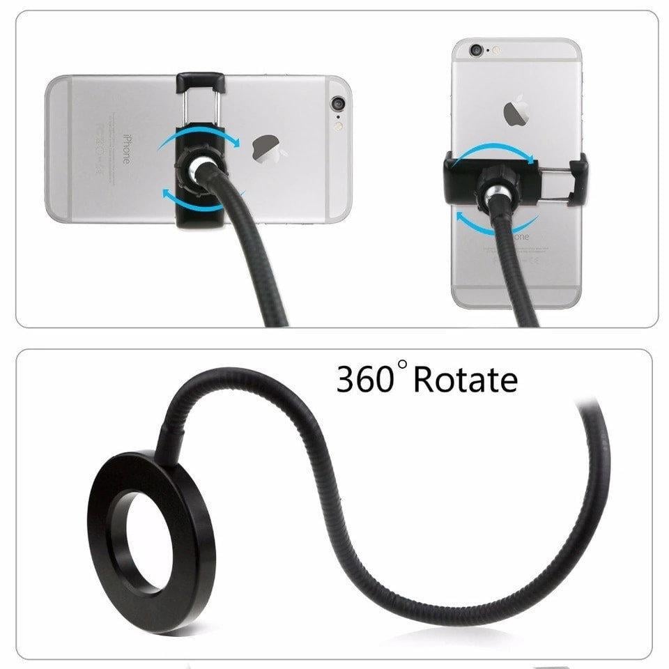 Лампа кільцева Led з гнучким кріпленням для телефону 9 см та ніжка прищіпка Professional Live Streem 50 см (LS-0066-Black) - фото 8