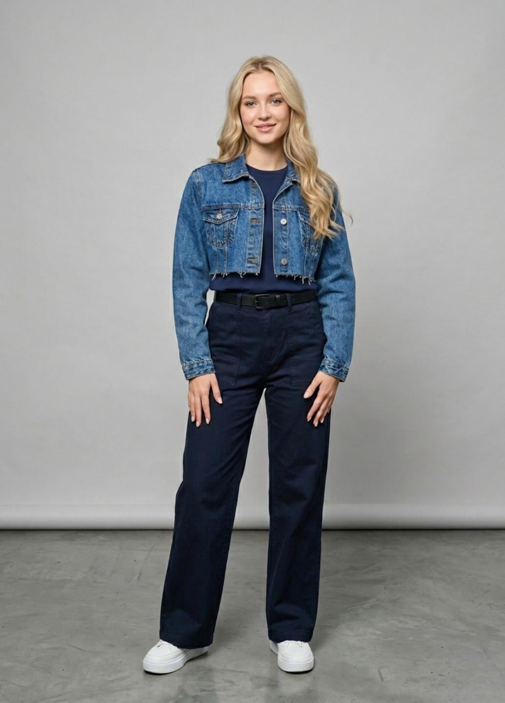 Куртка укорочена жіноча джинсова Denim Co 16401 XS Синій