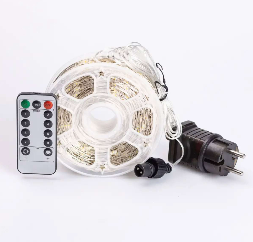 Гирлянда Роса нить с пультом 2000 LED 200 м от сети Желтый - фото 9
